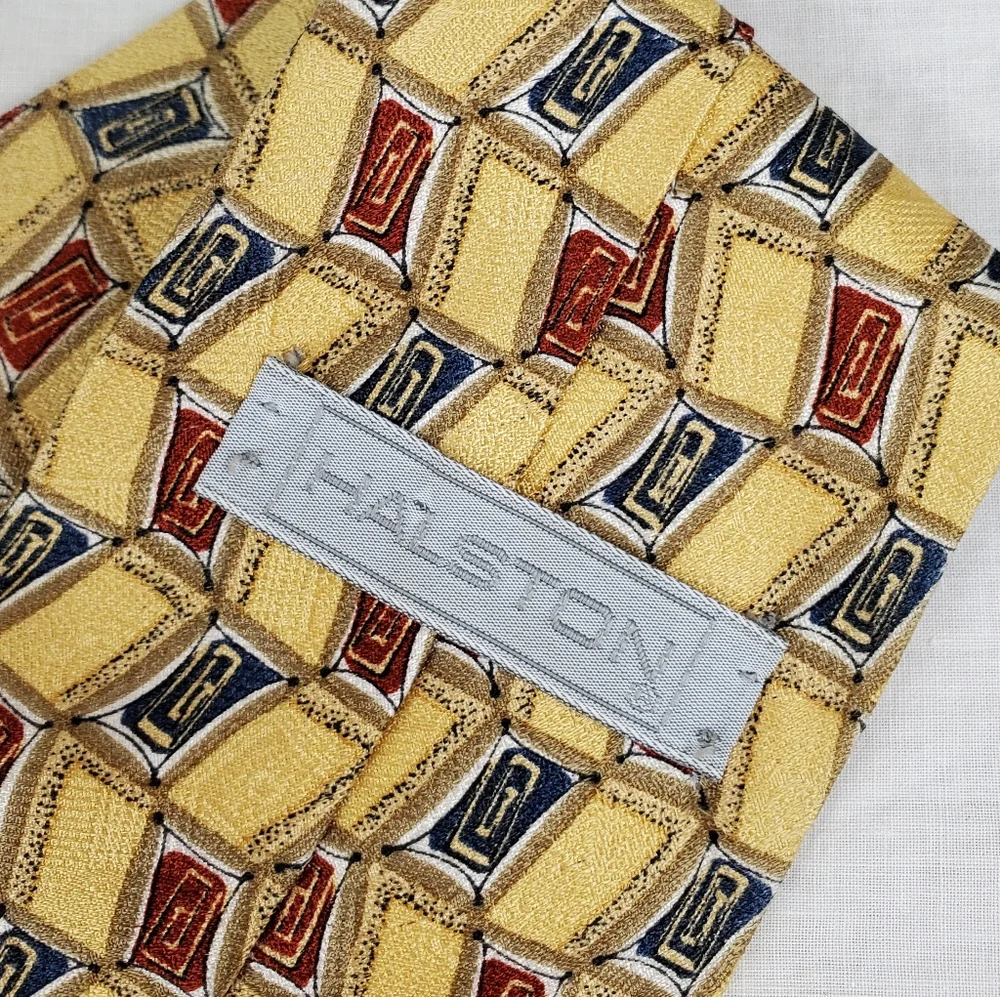 Vintage 70's HALSTON Gold Silk Tie - Picture 2 of 11